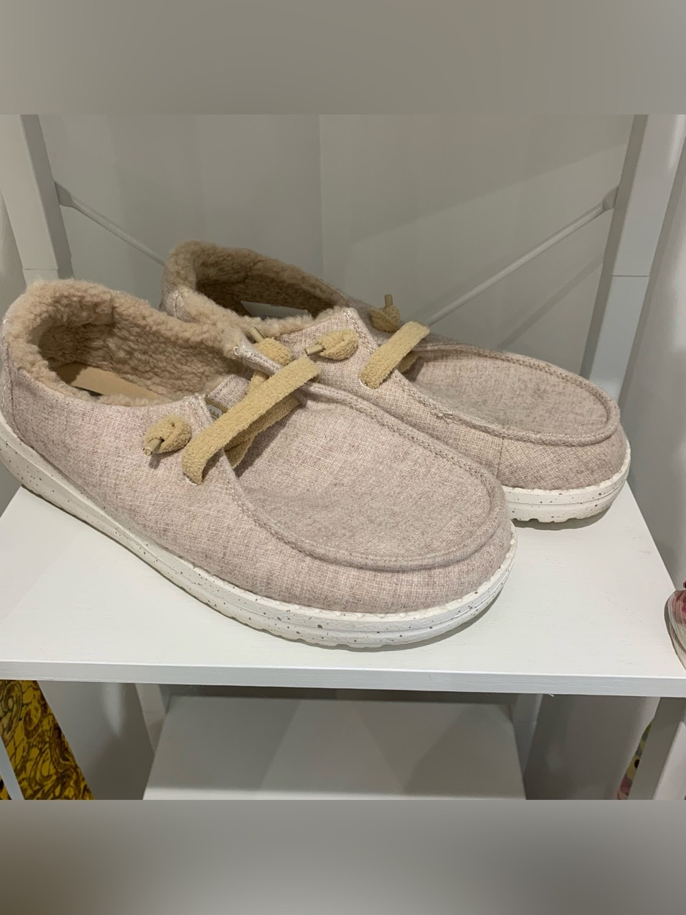 Hey Dude Women's Wendy Slip-On Sneakers with Sherpa Lining in Oatmeal
